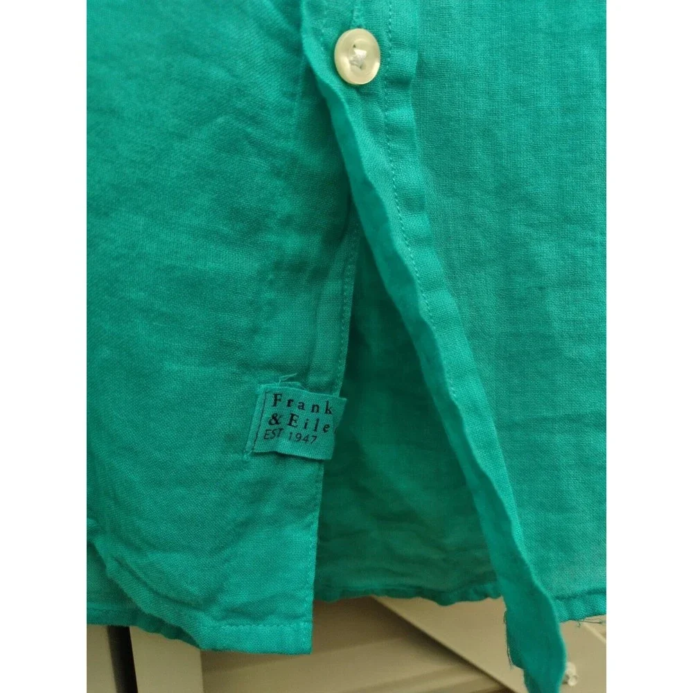 Frank and Eileen Size XSmall "Luke" Italian Cotton Coral Green Unisex Shirt - Picture 7 of 7